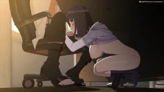 Cute 2D Babe Sucking The Bosses Cock Under His Desk