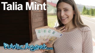 Public Agent Hot brunette Talia Mint sucks and fucks outdoors