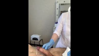 A man came unexpectedly during waxing, almost got on the master&#039;s robe