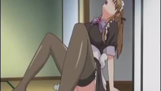 Maid masturbates hard as her boss watches