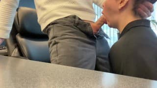 Hot SECRETARY FUCKS and sucks her boss to save her job