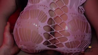 Super Wet TITFUCK In Sexy Lingerie, Oil, Bouncing Tits &amp; Cumshot